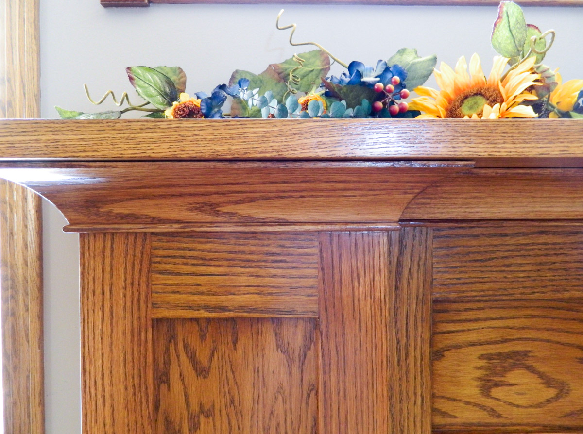 Detailed fireplace mantel shelf